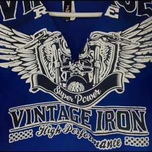 Blue Vintage Iron Graphic T-Shirt